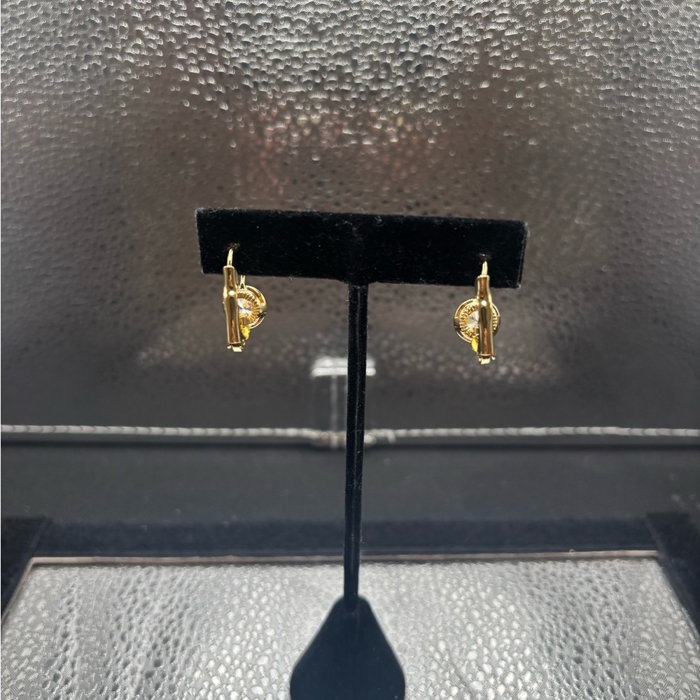 Elegant Gold Drop Earrings With Cz - Picture 3 of 6
